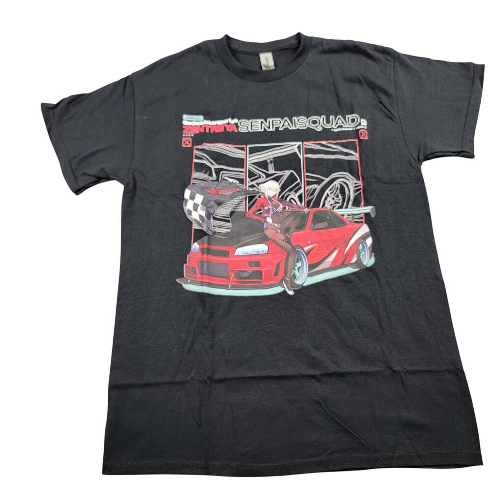 Senpai Squad Red Sports Car Graphic Tee Mens Medium Black Short Sleeve NWOT